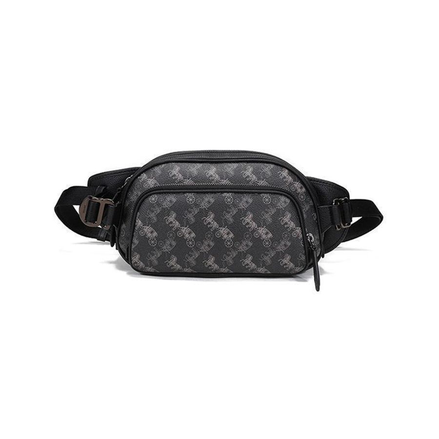 正品!Coach 專櫃款 HITCH系列 塗層帆布 松露黑 大容量 腰包 胸包 單肩包 斜背包 男包-5