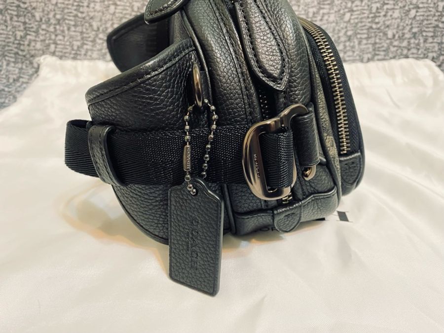 正品!Coach 專櫃款 HITCH系列 塗層帆布 松露黑 大容量 腰包 胸包 單肩包 斜背包 男包-2