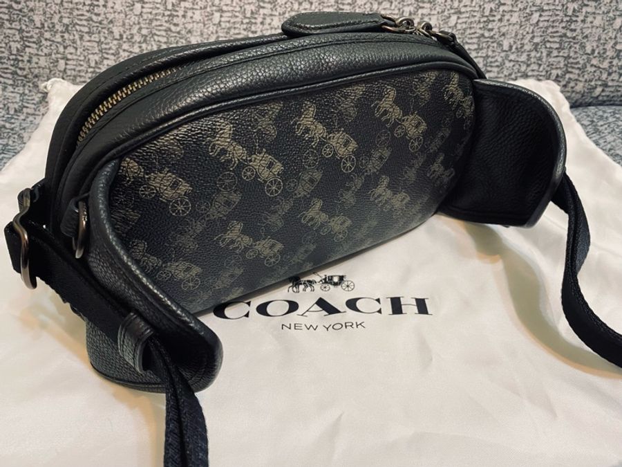 正品!Coach 專櫃款 HITCH系列 塗層帆布 松露黑 大容量 腰包 胸包 單肩包 斜背包 男包-3