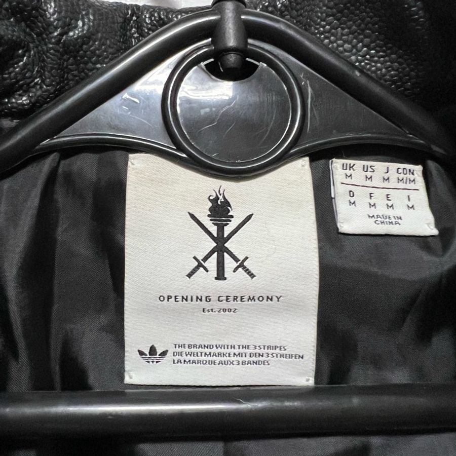 Opening Ceremony x Adidas Originals 滾邊機車皮衣 騎士皮夾克 荔枝皮 真皮 外套 拼接袖 聯名 限量款-5