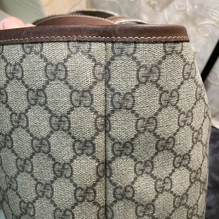 正品二手GUCCI 帆布托特包 211134 雙G印花手提單肩包/兩用包/古馳/購物袋/雙面/手提袋-17