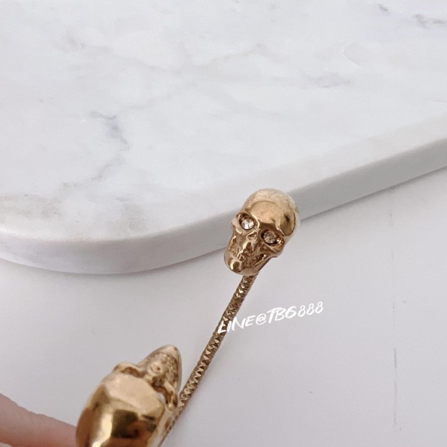 Alexander Mcqueen Twin Skull Silver-tone 骷髏頭 水鑽 手環-2