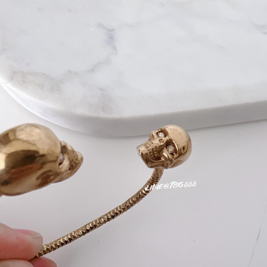 Alexander Mcqueen Twin Skull Silver-tone 骷髏頭 水鑽 手環-3