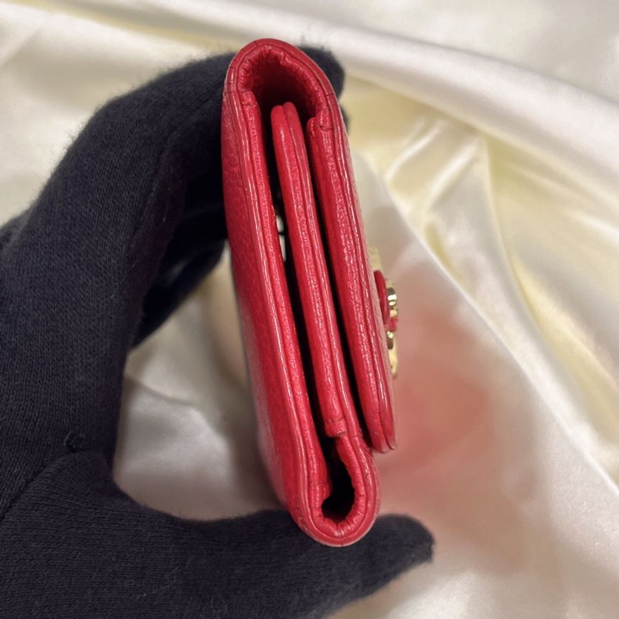 TORY BURCH TB 玫瑰紅色 全皮二折6KEY鑰匙包/鎖包-2