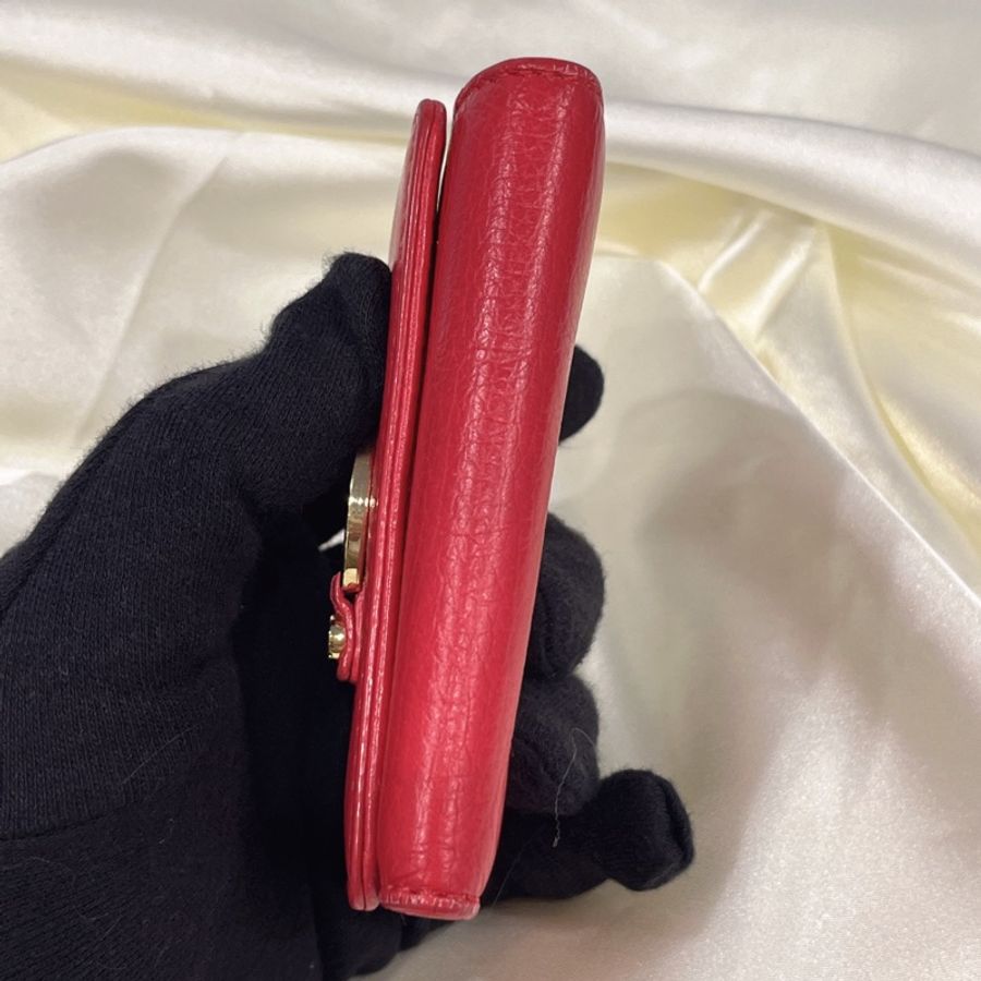 TORY BURCH TB 玫瑰紅色 全皮二折6KEY鑰匙包/鎖包-4