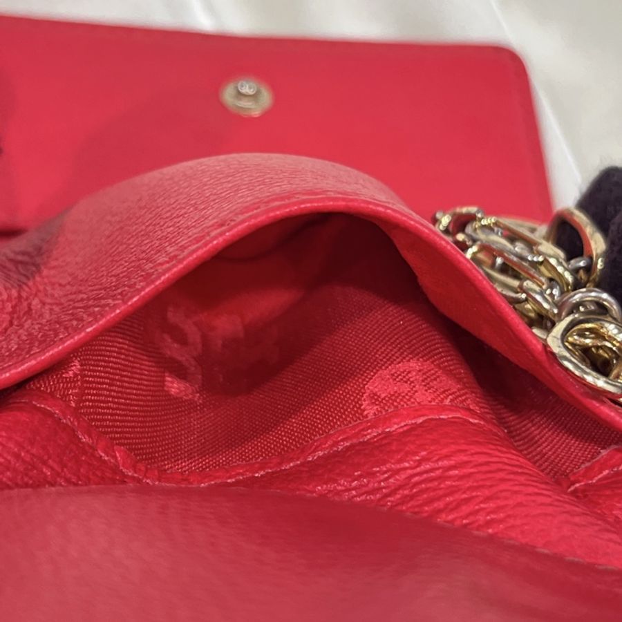 TORY BURCH TB 玫瑰紅色 全皮二折6KEY鑰匙包/鎖包-11