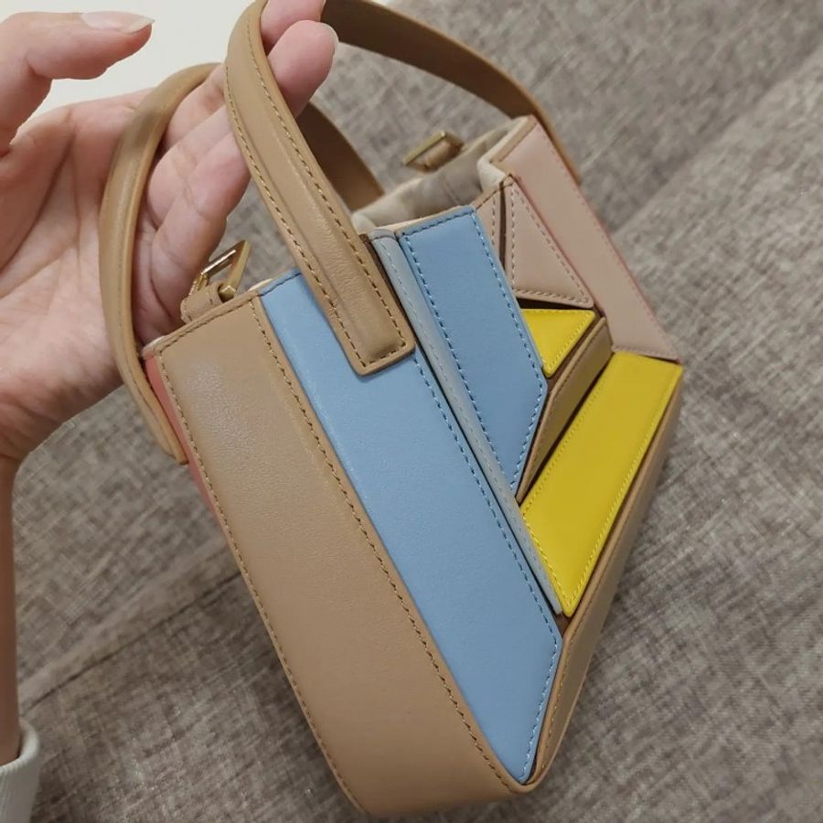 mlouye mini sera tote 土耳其 小眾品牌 精品包 手提 側背 迷你 小廢包 可愛 幾何 拼接 名牌包 正品 包包-3