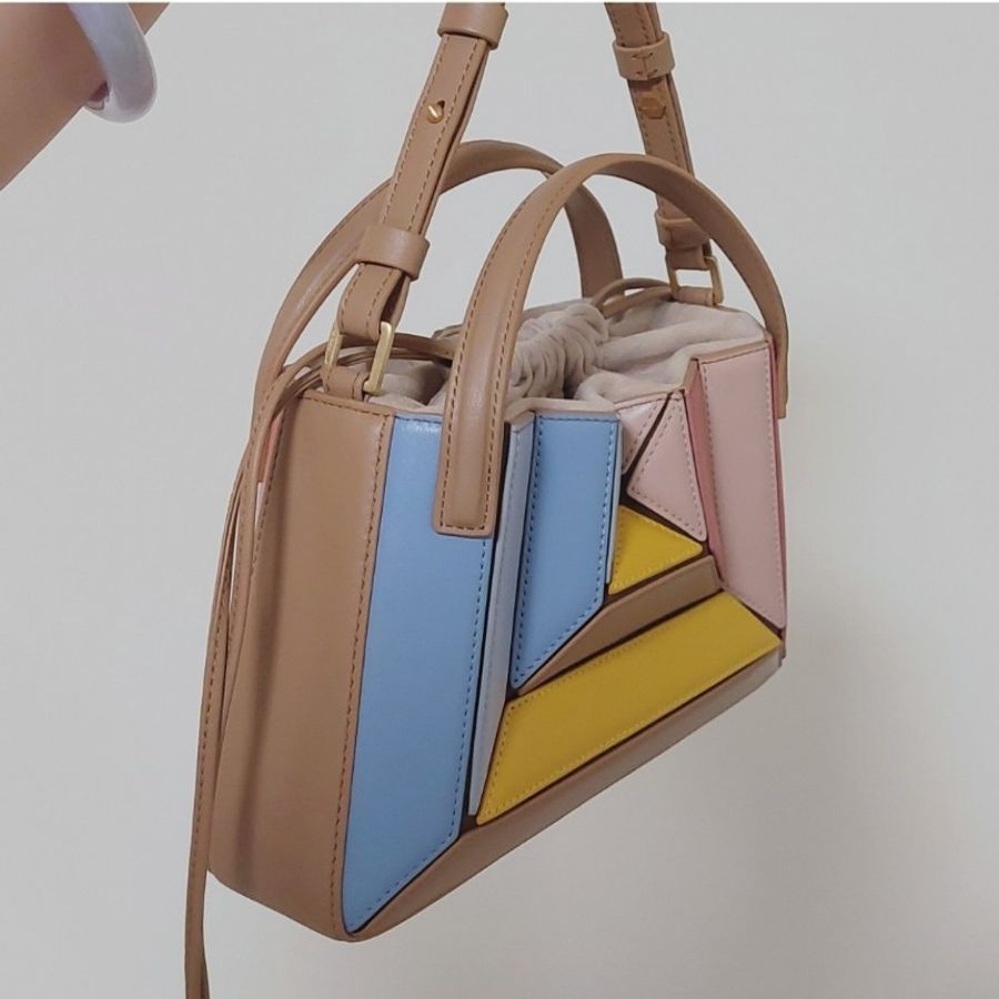 mlouye mini sera tote 土耳其 小眾品牌 精品包 手提 側背 迷你 小廢包 可愛 幾何 拼接 名牌包 正品 包包-9