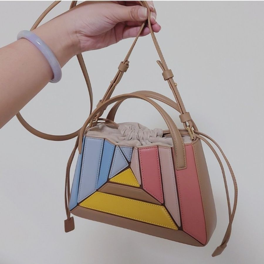 mlouye mini sera tote 土耳其 小眾品牌 精品包 手提 側背 迷你 小廢包 可愛 幾何 拼接 名牌包 正品 包包-11