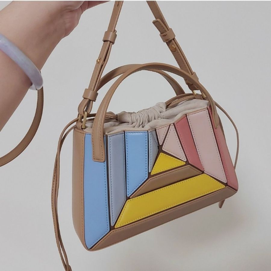 mlouye mini sera tote 土耳其 小眾品牌 精品包 手提 側背 迷你 小廢包 可愛 幾何 拼接 名牌包 正品 包包-12