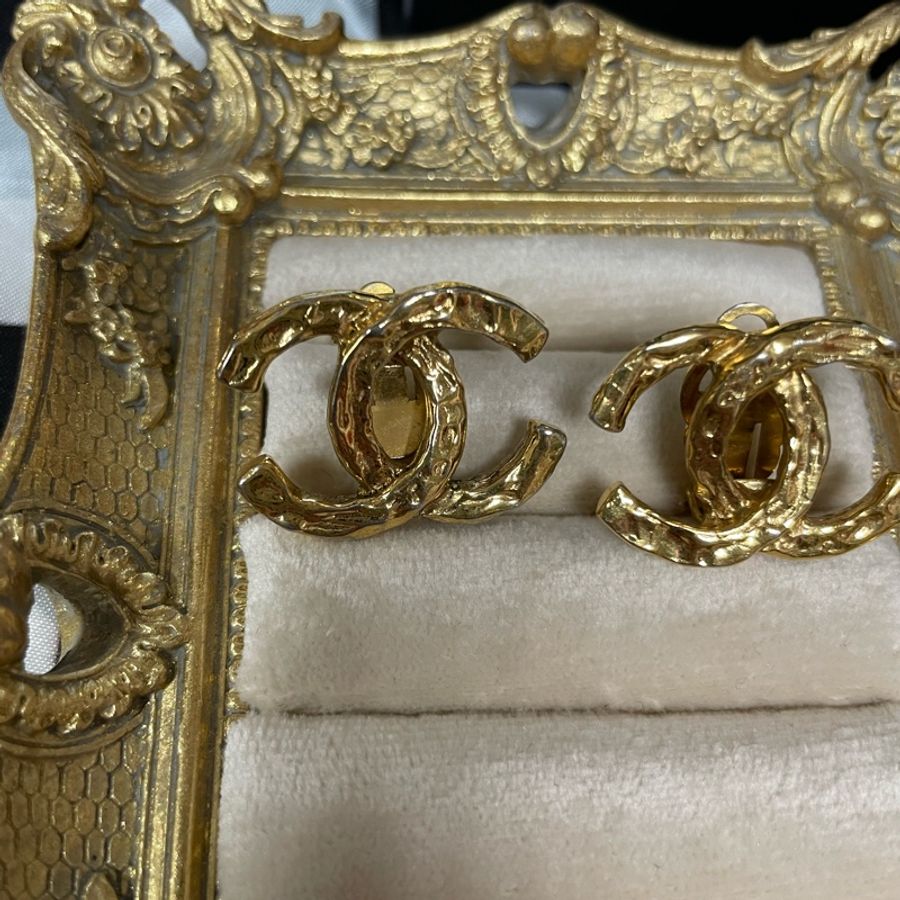 chanel vintage logo耳夾-2