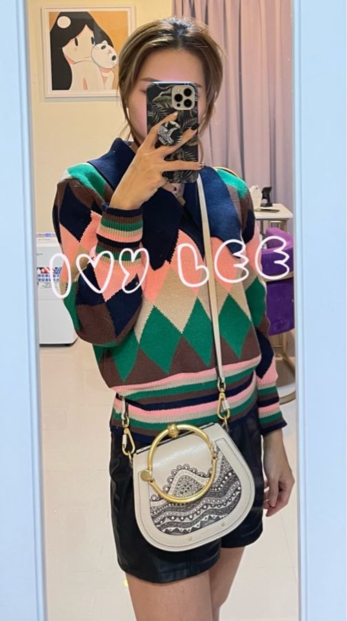 CHLOE 蔻依 經典 奶茶色刺繡 NILE 手環包 圖騰 斜背兩用包 精品包-9