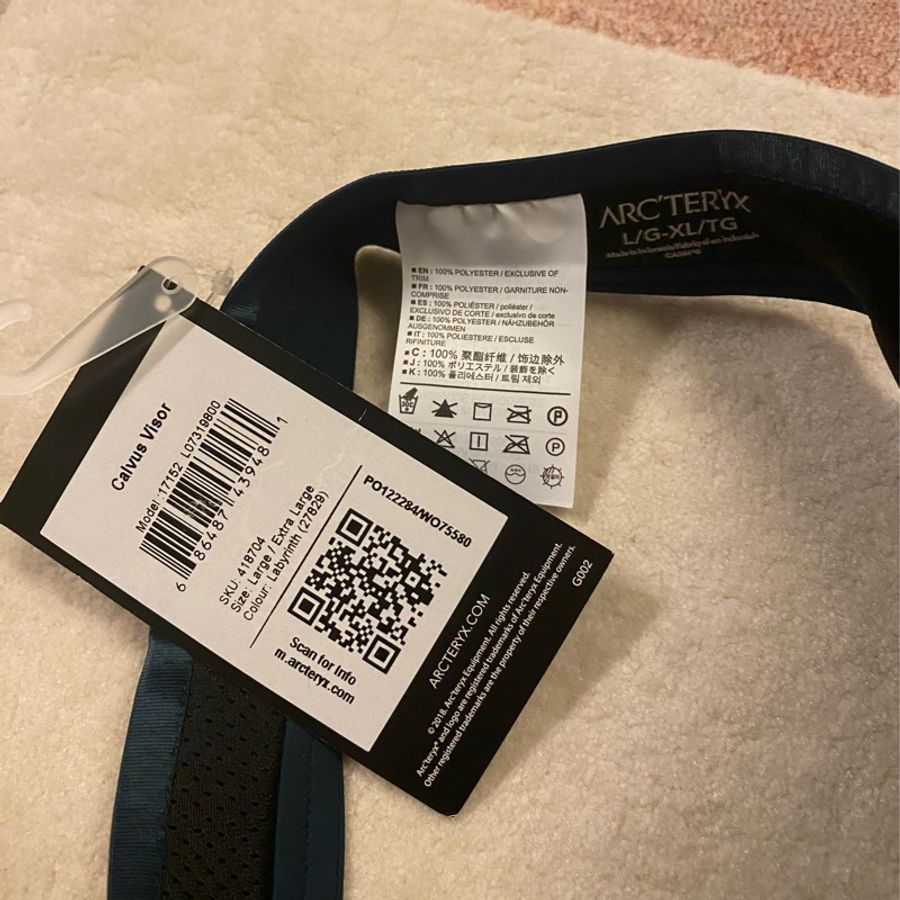 Arcteryx Calvus Visor 史祖鳥 遮陽帽 寶藍色 尺寸L/G- XL/TG 原價1870-2