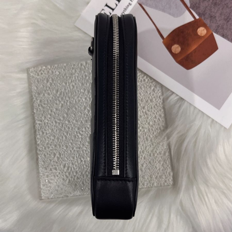 BALENCIAGA巴黎世家 黑色全皮塗鴉四卡手機斜背包/手拿包-8