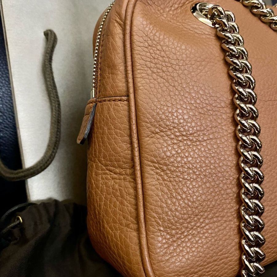 Gucci 手提兩用牛皮鏈帶包-10