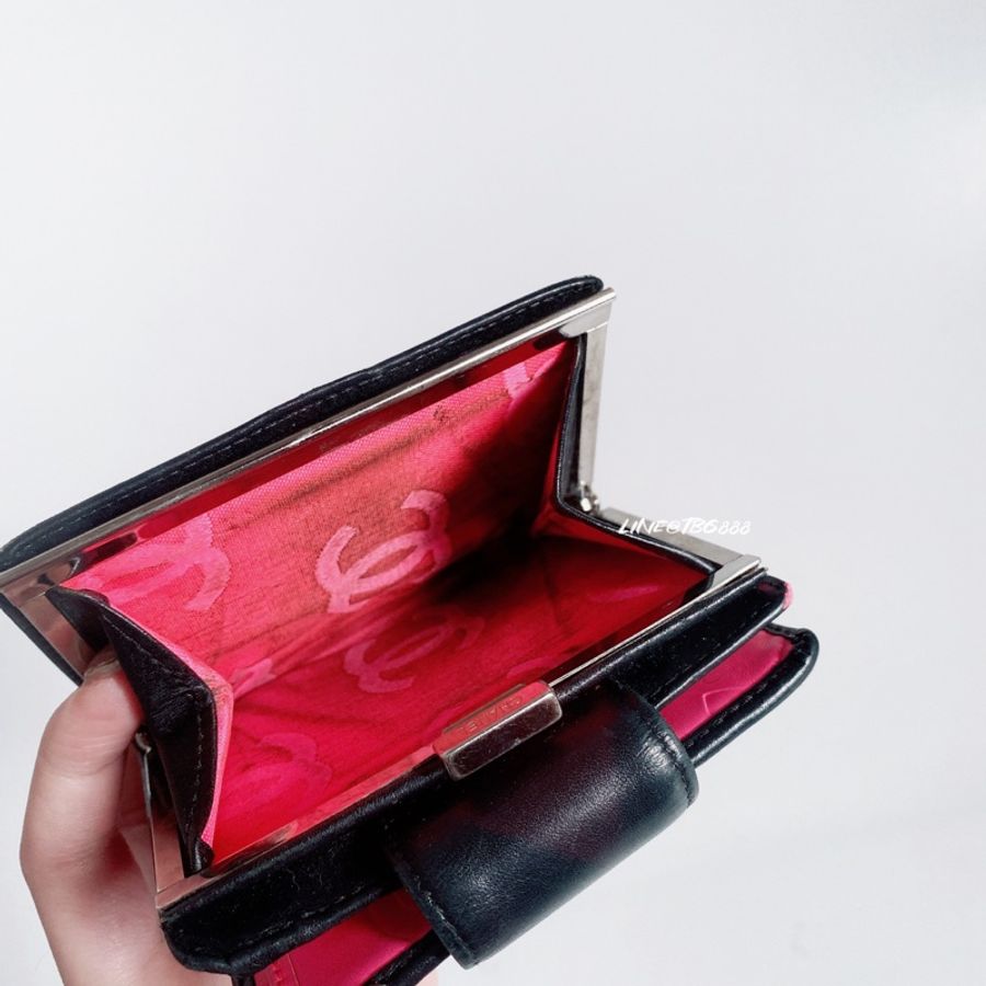 CHANEL黑色康朋CC LOGO短夾-7