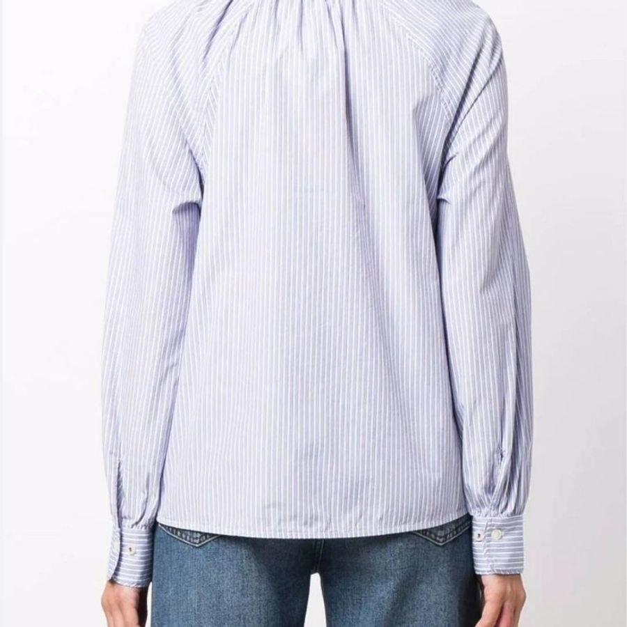 (全新)Tommy Hilfiger (女)休閒風品牌經典配色條紋V領襯衫式上衣-3
