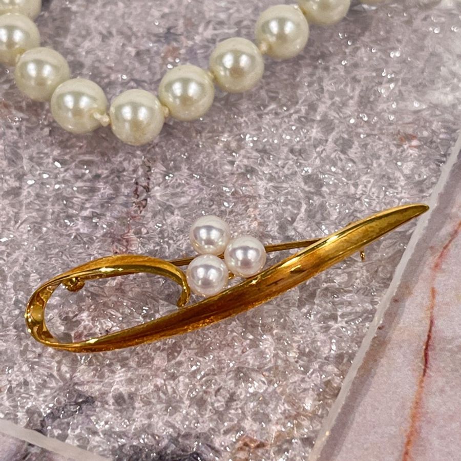 MIKIMOTO 黃K珍珠別針/胸針/配件-1