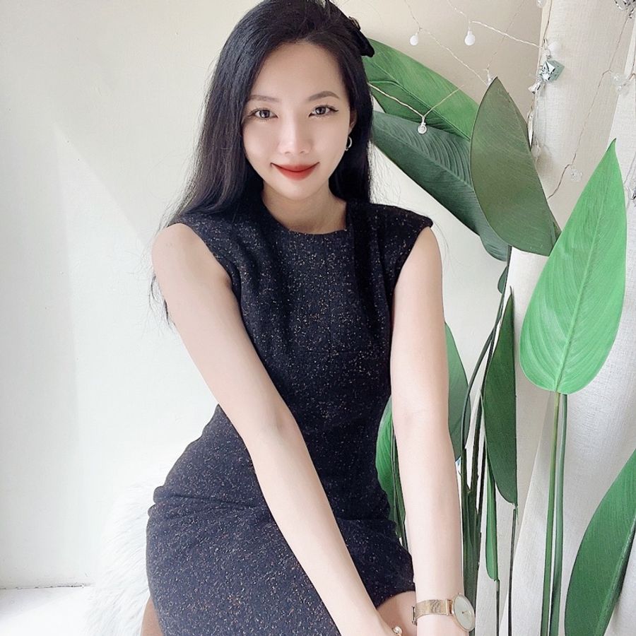 暗夜純黑星星彩織夢幻碎點古葷毛料混織中磅洋 裝連衣裙 vintage-1