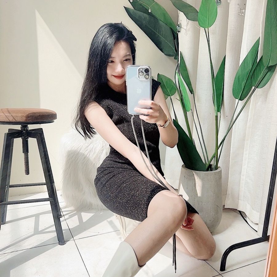 暗夜純黑星星彩織夢幻碎點古葷毛料混織中磅洋 裝連衣裙 vintage-3