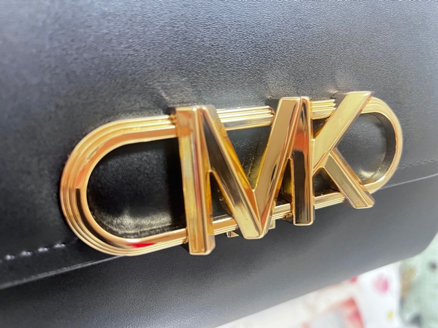 【Michael Kors】MK MICHAEL KORS PARKER金字LOGO牛皮翻蓋釦式編織鏈帶肩背斜背包-2