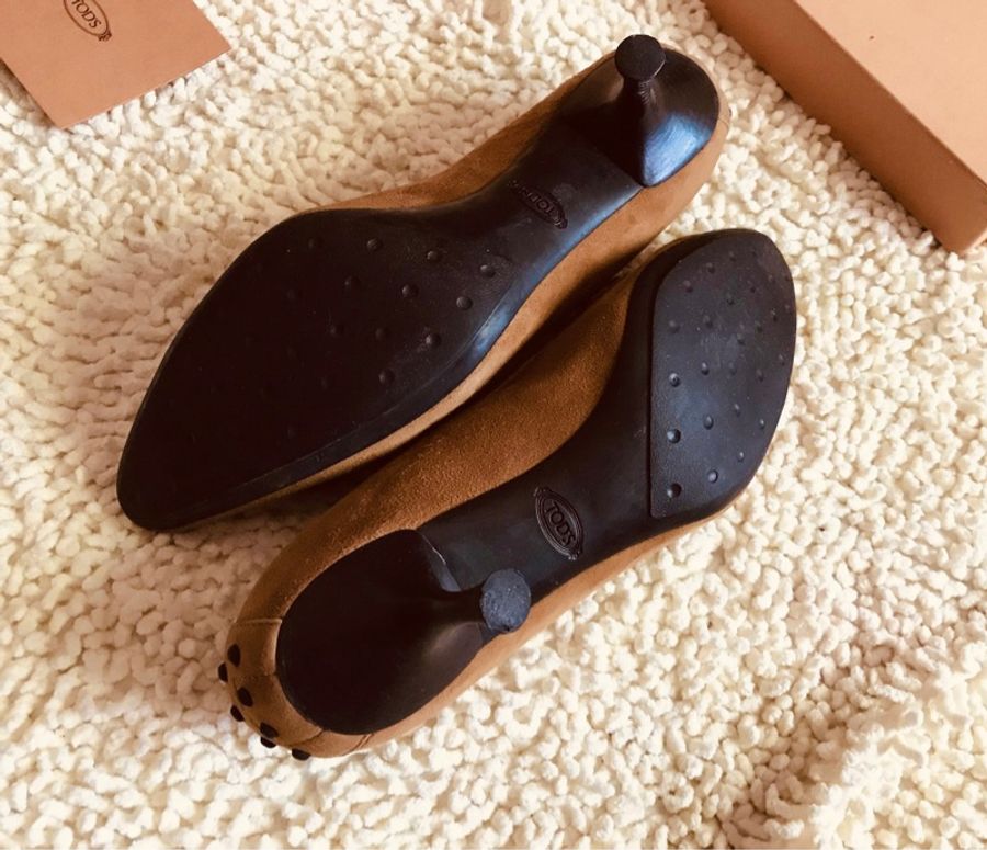 二手私物【TOD’S】麂皮流蘇 高低跟鞋 四季皆適 豆豆-13