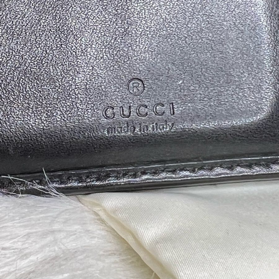 GUCCI GG Marmont馬夢系列山形紋牛皮三折中短夾(黑色)-13