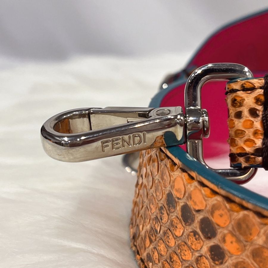 FENDI 芬迪 全皮蟒蛇皮STRAP YOU撞色雙面長背帶/肩帶/配件-1