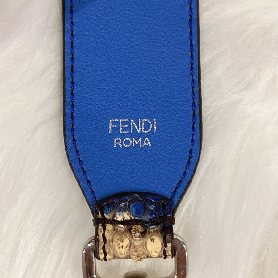 FENDI 芬迪 全皮蟒蛇皮藍色STRAP YOU雙面長肩背帶/肩帶/背帶/配件-2