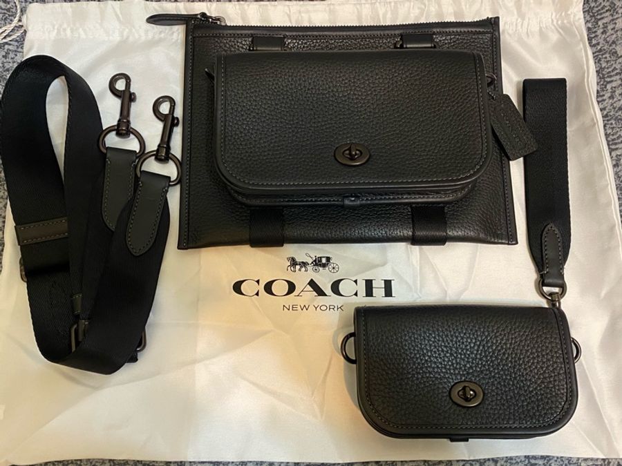 正品!Coach 專櫃款 originals 系列 DINKY袋多功能七合一 斜背包 含 手拿包 小包 棒球手套皮革 男包 女包-1