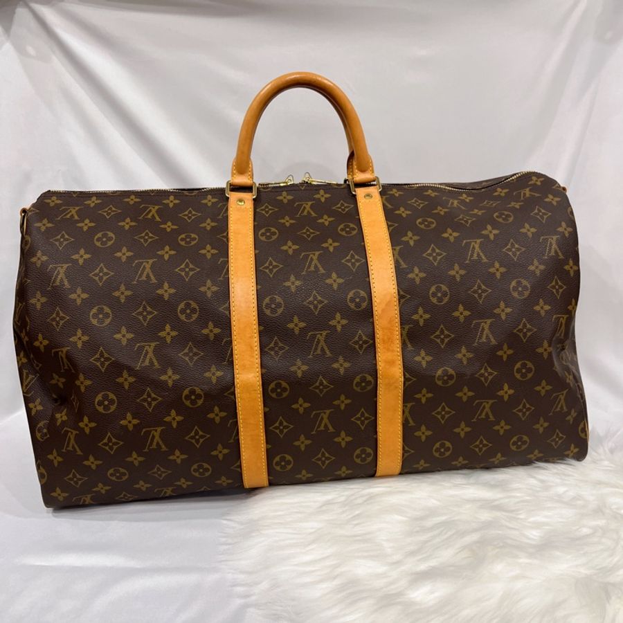 Louis Vuitton LV 老花字紋 55公分keepall 二用旅行袋/行李包/斜背包-1