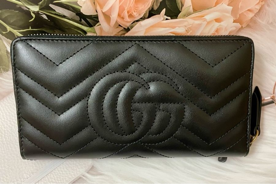 出清🎉正品全新 GUCCI GG Marmont拉鍊長夾-黑-2