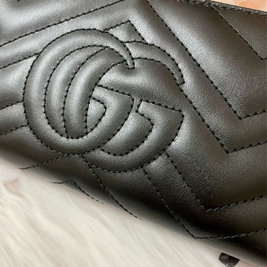 出清🎉正品全新 GUCCI GG Marmont拉鍊長夾-黑-3