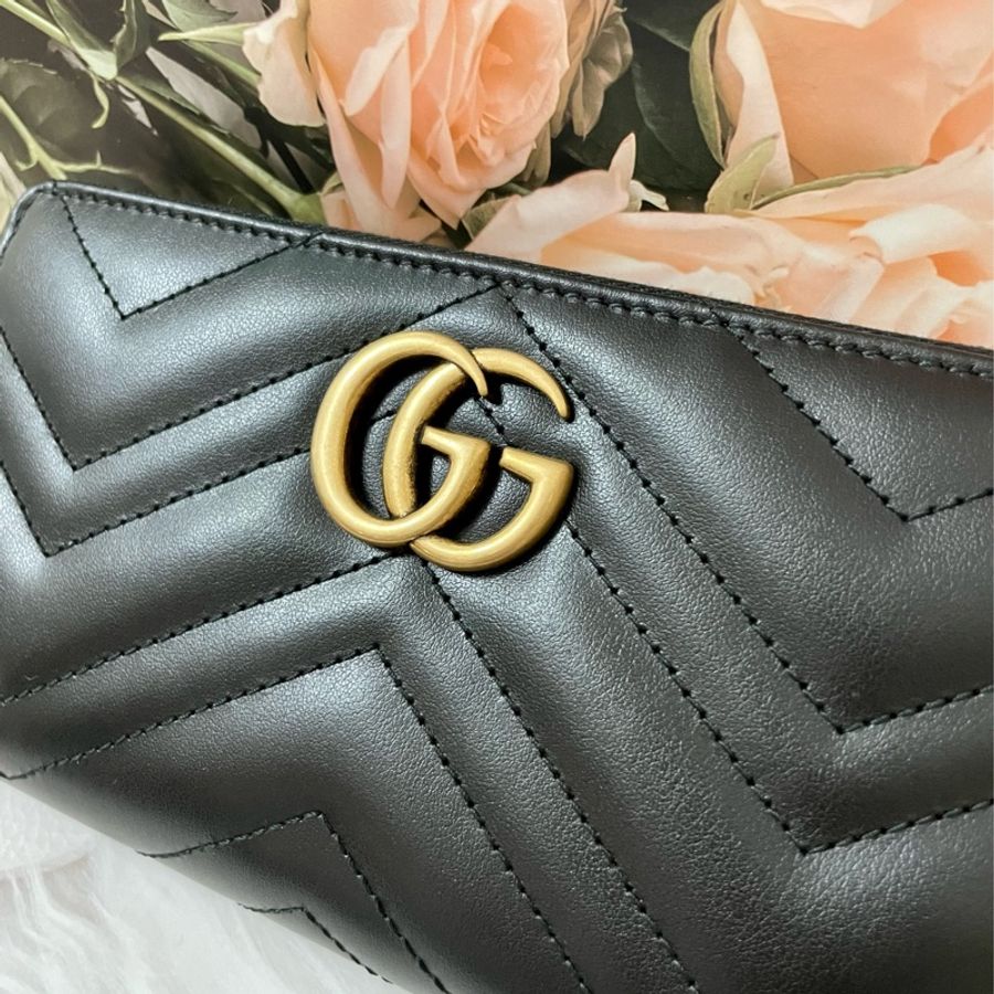 出清🎉正品全新 GUCCI GG Marmont拉鍊長夾-黑-4