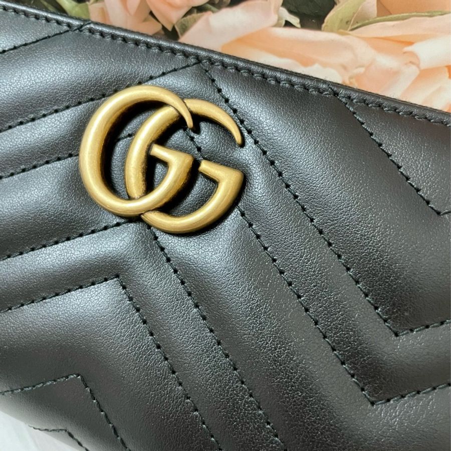 出清🎉正品全新 GUCCI GG Marmont拉鍊長夾-黑-5