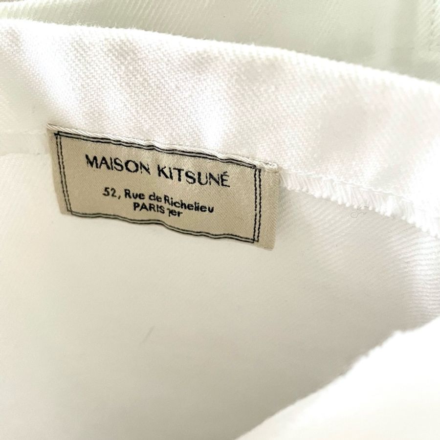 Maison Kitsune 法國 國旗 小狐貍 白色大 托特包 帆布包 購物袋-3