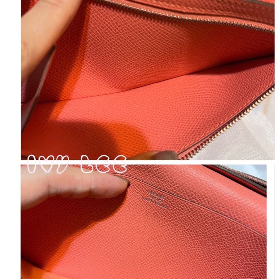 HERMES 愛馬仕 BEARN 精品長夾 EPSOM 紅膚拼色 Q刻 二手正品-8