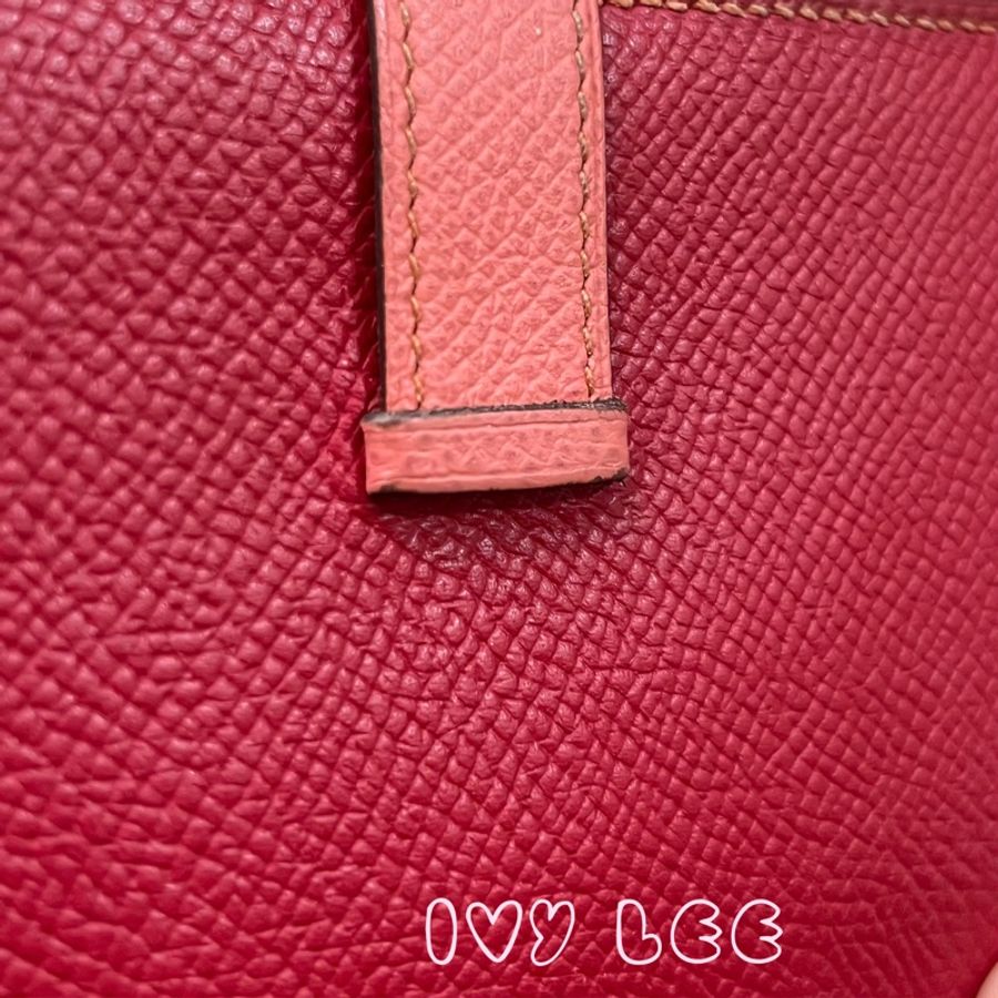 HERMES 愛馬仕 BEARN 精品長夾 EPSOM 紅膚拼色 Q刻 二手正品-12