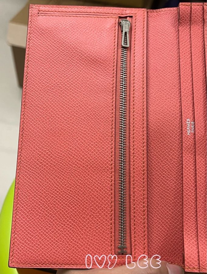 HERMES 愛馬仕 BEARN 精品長夾 EPSOM 紅膚拼色 Q刻 二手正品-14