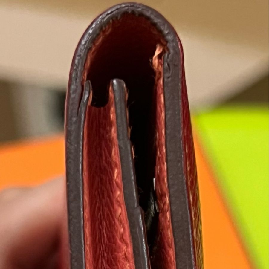 HERMES 愛馬仕 BEARN 精品長夾 EPSOM 紅膚拼色 Q刻 二手正品-24