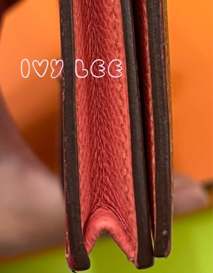 HERMES 愛馬仕 BEARN 精品長夾 EPSOM 紅膚拼色 Q刻 二手正品-25