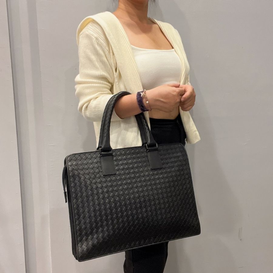 Bottega Veneta BV 黑色全皮編織手提公事包/手提包/電腦包-13