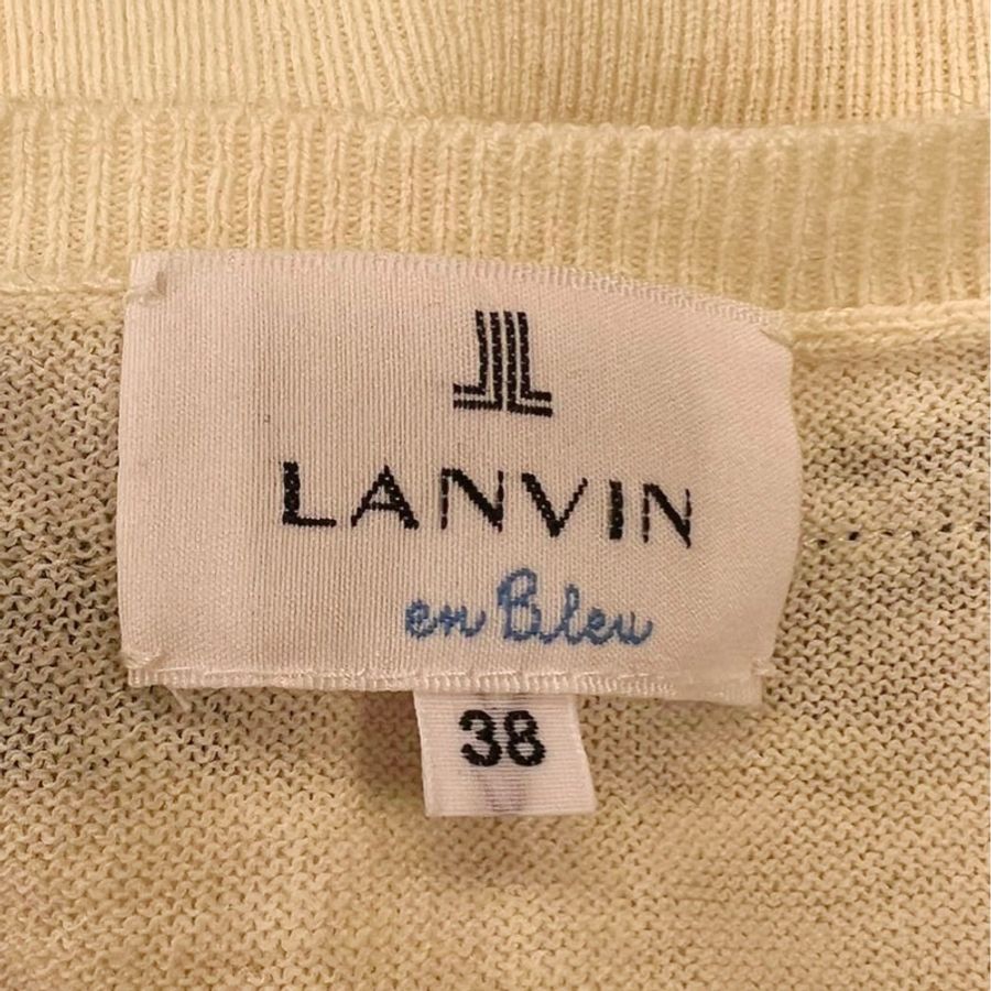 LANVIN好氣質的珍珠釦珍珠色cardigan-5