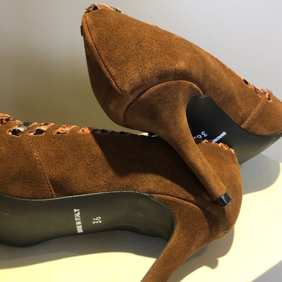 Spazio Moda Bologna 皮革滾邊細跟高跟鞋-5
