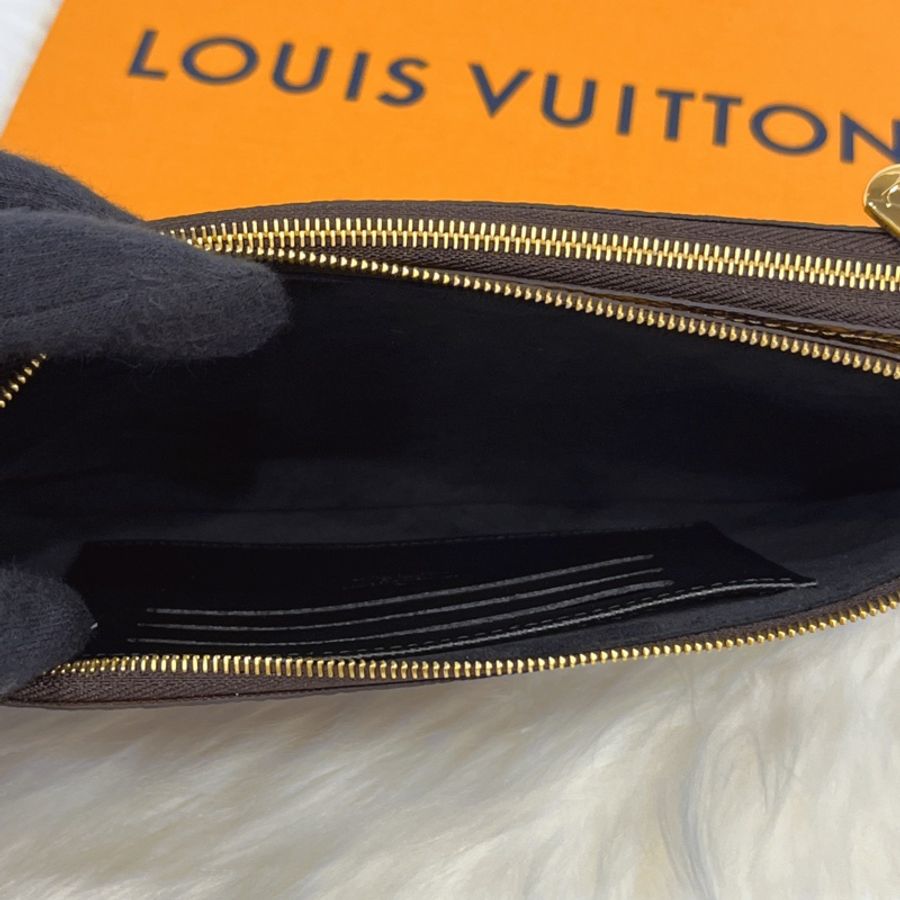 LOUIS VUITTON LV 老花字紋 雙拼色雙拉鍊 手拿包/斜背包 M69203-6