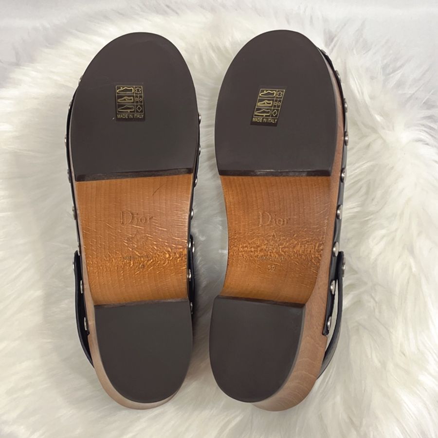 Dior 迪奧 黑色 全皮 木跟涼鞋 39號-8