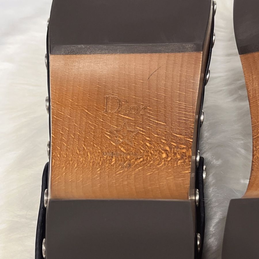 Dior 迪奧 黑色 全皮 木跟涼鞋 39號-9