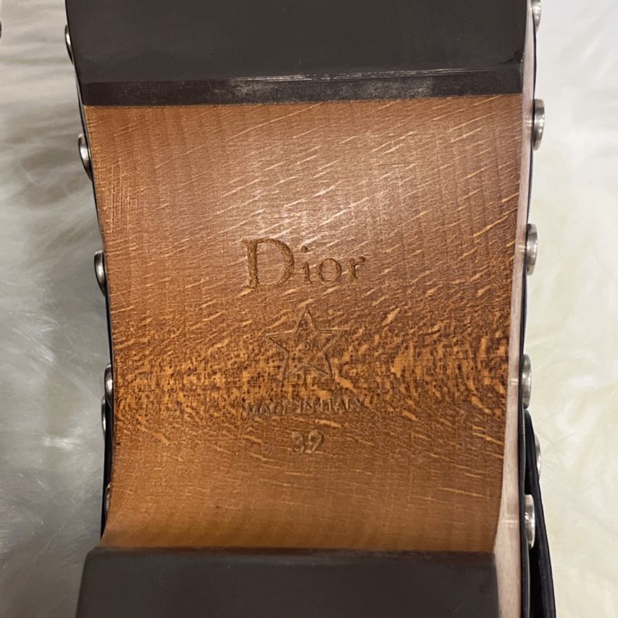 Dior 迪奧 黑色 全皮 木跟涼鞋 39號-10