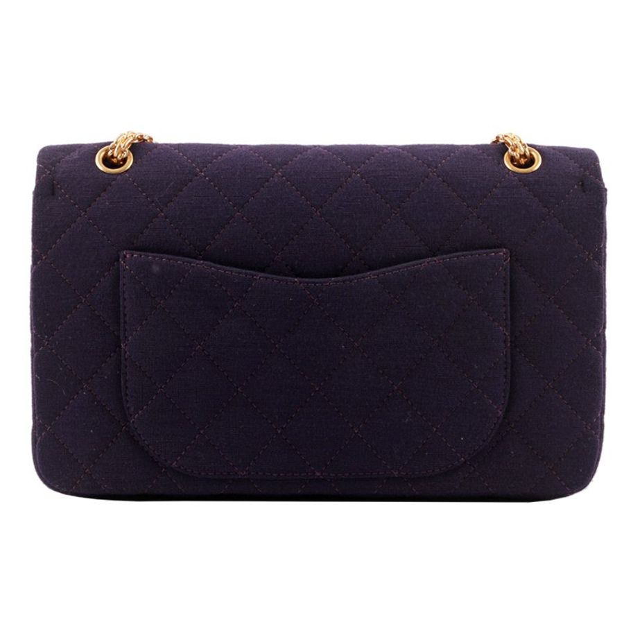 CHANEL 經典菱格紋布質金釦 32cm 2.55 翻蓋鍊包(紫色)-1