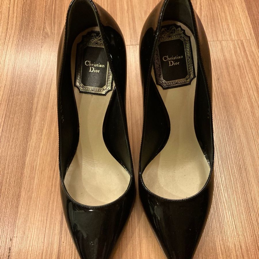 Christian Dior黑色漆皮高跟鞋34.5號-0